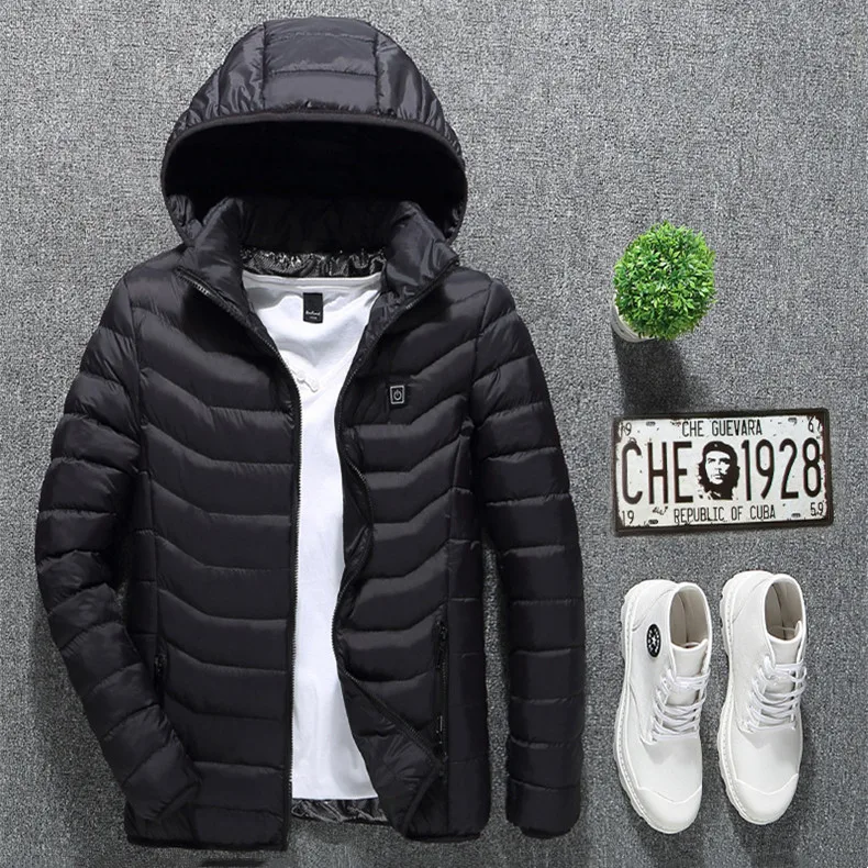 Manteau chauffant USB à capuche, 4 zones, unisexe, view 1